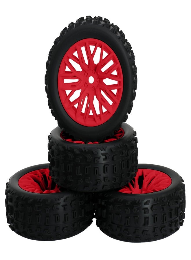 POLANTA 4Pcs RC Wheels and Tires for Arrma 1/18 Typhon Grom RC Crawler Car (Red) - Image 2